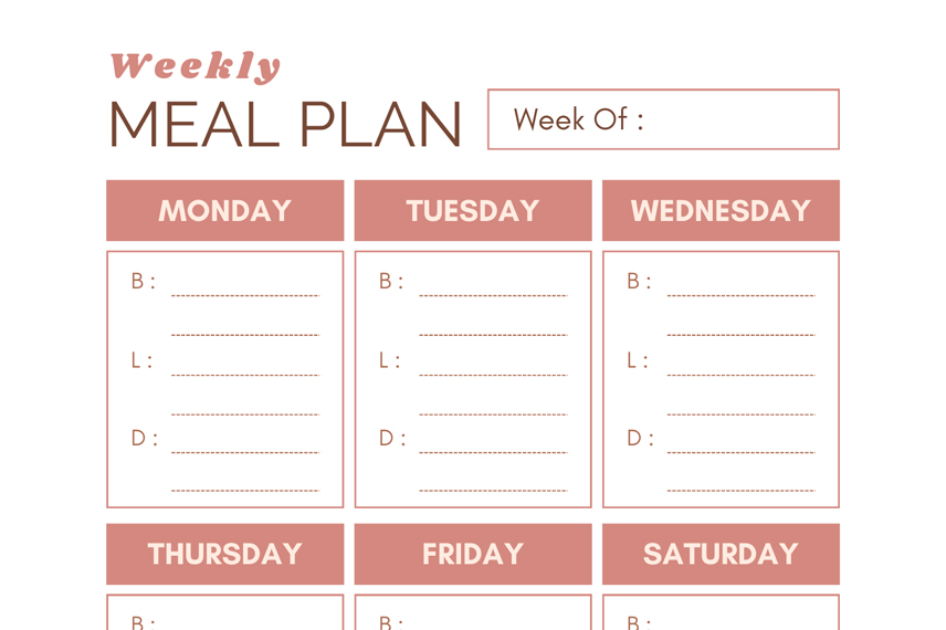 Weekly Meal Plan – Free Printable – Amy June